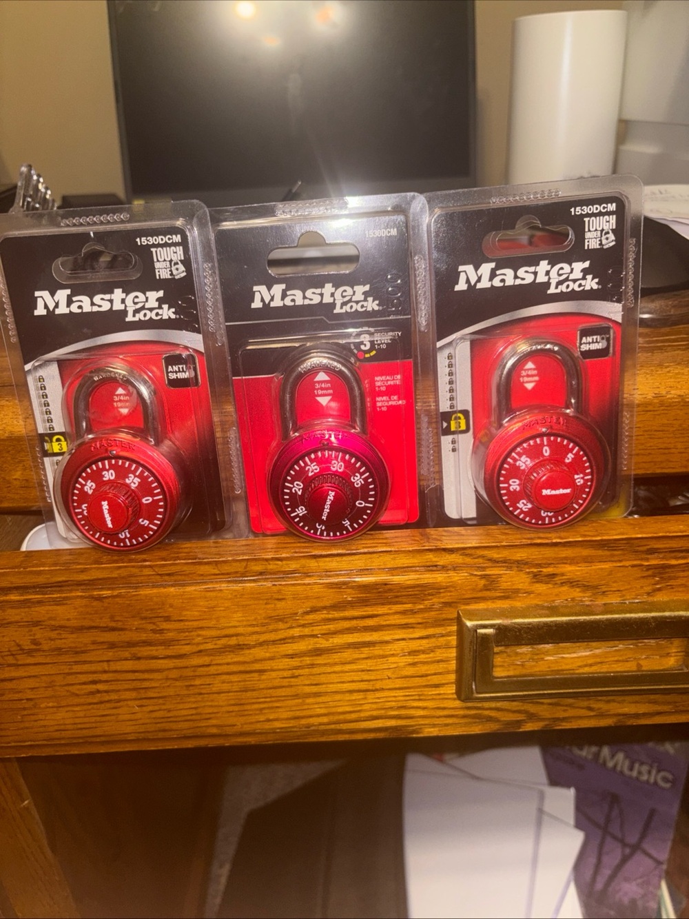 Masters Red Master Lock Combination Padlocks (3-Pack)